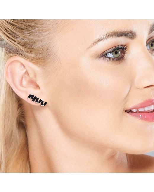 Artisan Black Diamond Baguette Stud Earrings