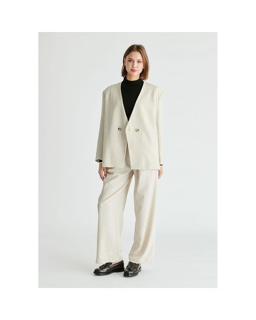 Paisie Natural Neutrals Drop Shoulder Double Breasted Blazer