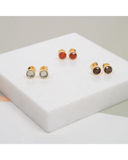 Auree Jewellery Orange Barcelona July Birthstone Stud Earrings