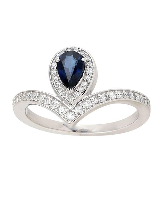 Artisan Metallic Pear Cut Sapphire Diamond V Ring