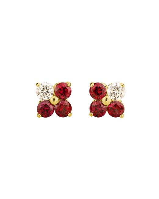 Juvetti Red Clover Ruby & Diamond Earrings