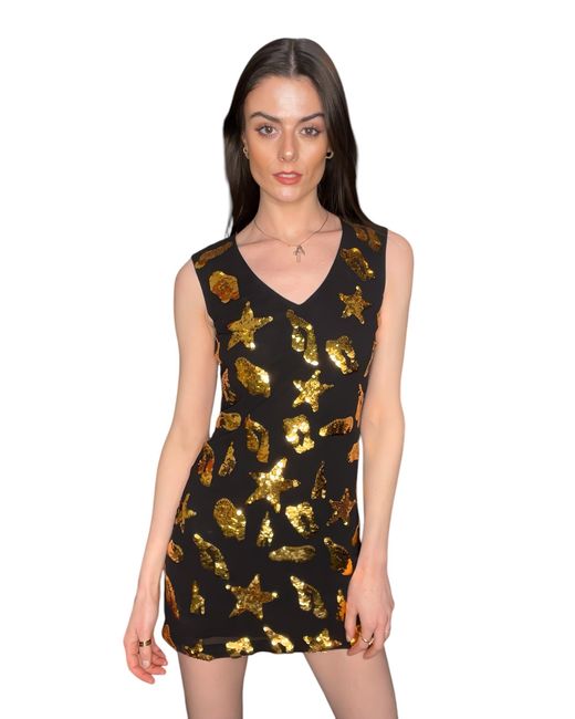 Any Old Iron Metallic Star Leopard Sequin Dress