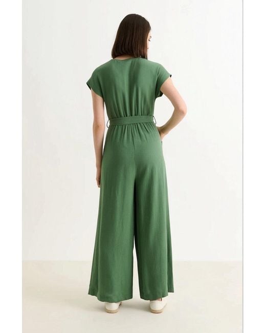 Louche Green Phoenix Linen Mix Jumpsuit