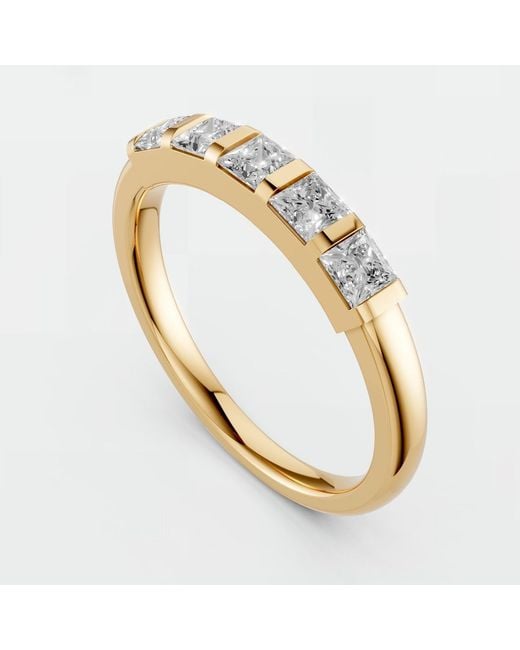 Aya Fine Jewelry Metallic Elegant Princess Cut Lab Grown Diamond Band Ring