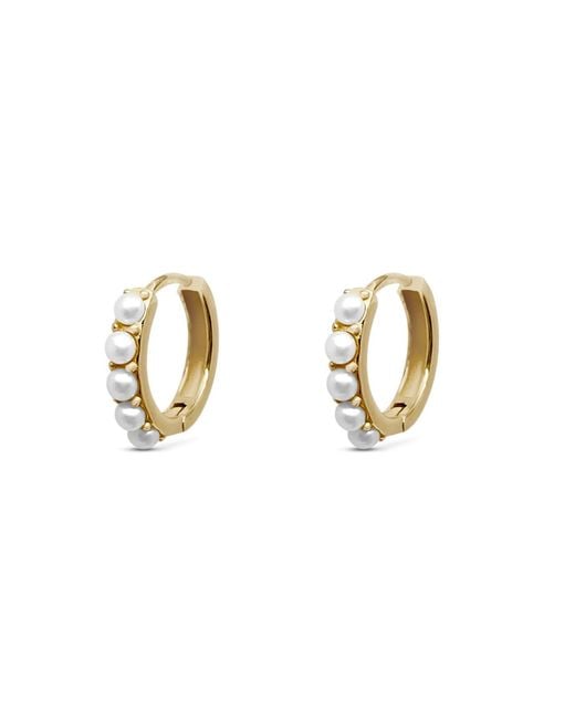 Clemence Wren Metallic Freshwater Pearl Contemporary Hoop Earrings