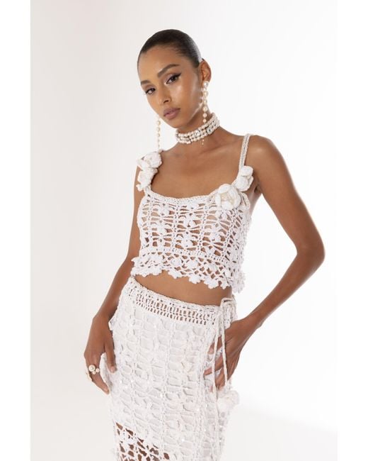 Andreeva White Vanilla Handmade Crochet Skirt