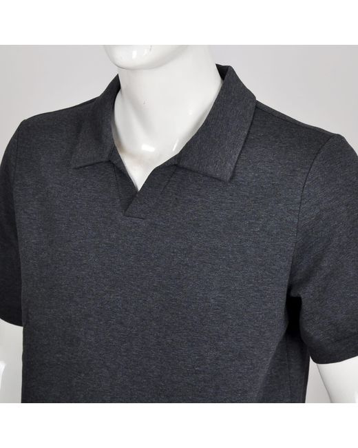 DAVID WEJ Black Enzo Cotton V-Neck Polo for men