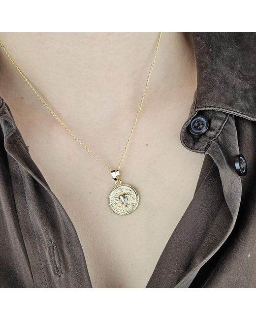 Harfi Metallic Taurus Plated Zodiac Astrology Pendant Charm Necklace