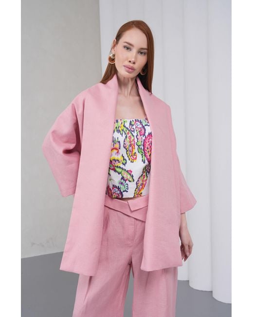 Lumina Eligma Pink The Duality Linen Jacket