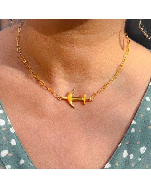 Lexi Jewelry Metallic Anchor & Paperclip Chain Necklace