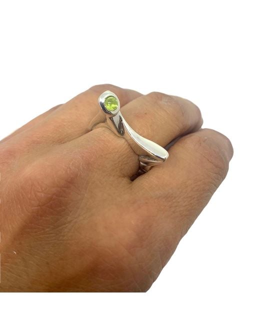 Tg-Jewellery by Tamara Gervasio Metallic Pyramid Sterling Ring With Peridot Cabochon