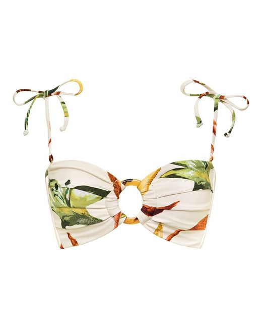 Montce Yellow Rooted Floral Tori Ties Bandeau Bikini Top