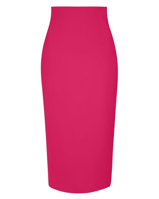 Tia Dorraine Hot Pink High-waist Pencil Midi Skirt
