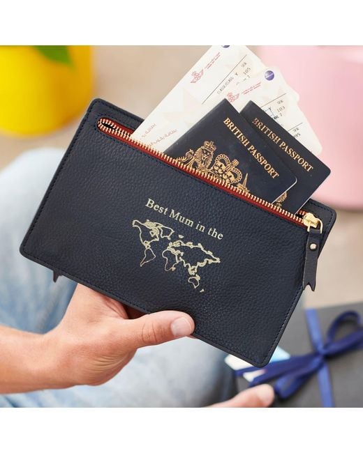VIDA VIDA Blue Double Zip Leather Travel Wallet