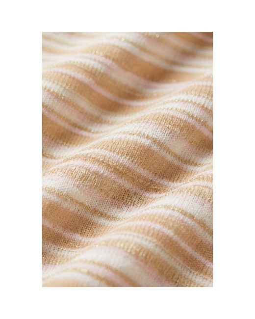 Modenaire Natural Striped Ribbed Knit Set With Fitted Tank And Midi Skirt