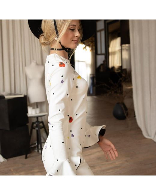 RainSisters White Floral Long Sleeve Maxi Dress