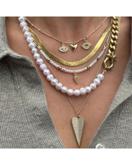 Rachel Nathan Metallic Pearl & Pyrite & Bar Chain With Art Deco Drop Necklace