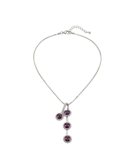 Modenaire Metallic Amethyst Sunflower Crystal Pendant Necklace