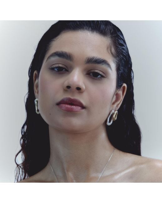 De Roms Metallic Molten Irregular Hoops Opposites Attract Earrings