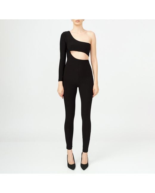 LIA ARAM Black Cutout Bustier Jumpsuit