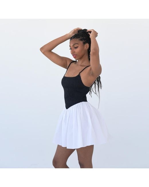 NUAJE NUAJE Black Bianca Smocked Ballerina Mini Dress