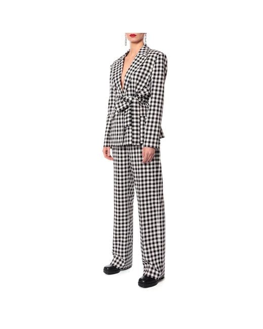 AGGI by HALEWSKI Black Martha Jet Set Checkered Blazer With Belt