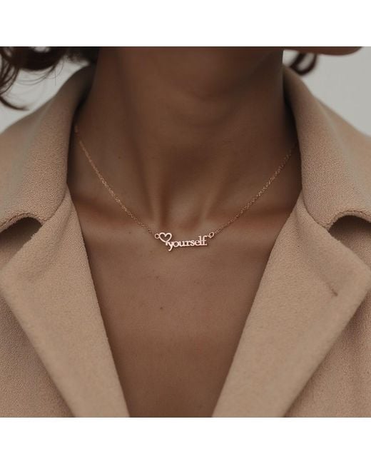 Rejected Hearts Club Metallic Filled 16" Love Yourself Chain Necklace With Magnetic Clasp