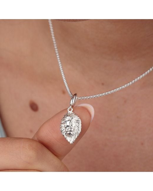 Lily Charmed Metallic Sterling Lion Head Zodiac Charm Necklace