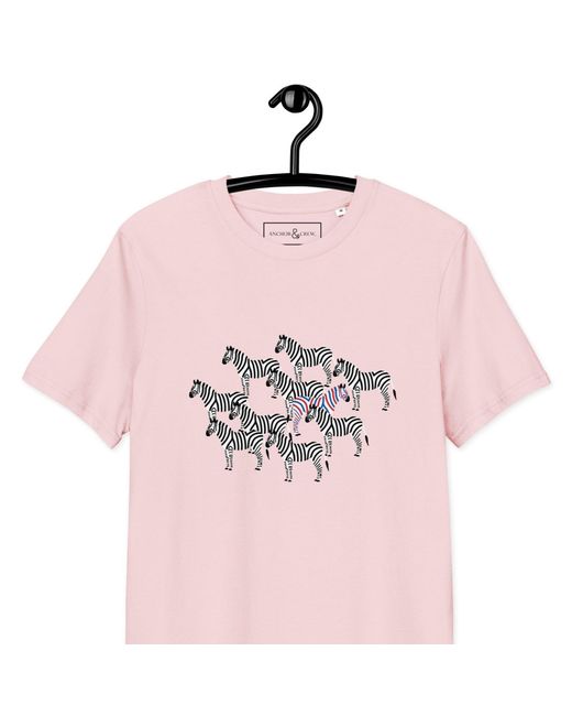 Anchor and Crew Pink Cotton Zebra Where's William Going? Organic Cotton T-Shirt