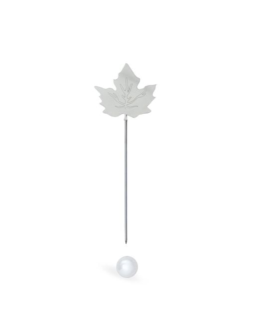 Silver Moon White Sterling Brooch – Maple Leaf Silhouette