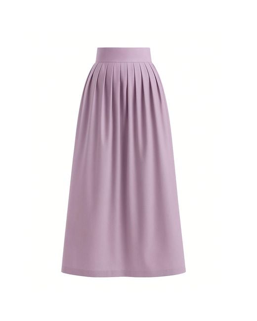 BEIRA Purple Anna Full-Length Lilac Pleated Cotton Skirt
