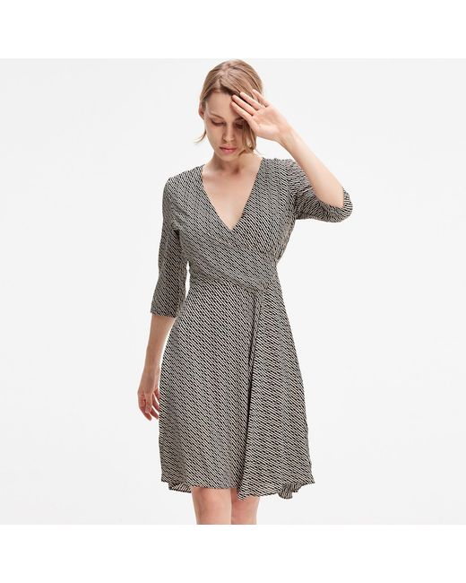 Smart and Joy Gray Crossed Draped On Side Skater Dress