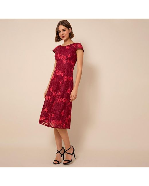 Alie Street London Red Charlotte Lace Dress Azalea