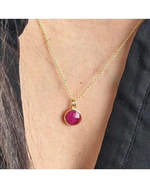 Harfi Purple Vermeil Plated Round Ruby July Birthstone Crystal Necklace