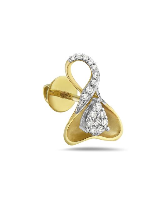 Artisan Metallic Genuine White Diamond Designer Stud Earrings Solid Gold Jewelry