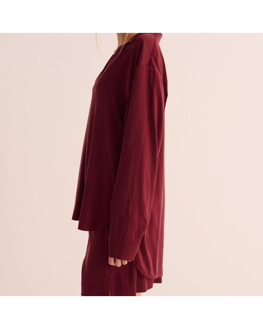 Mamu Dream Purple Merlot Washable Organic Stretch Silk Retro Shirt