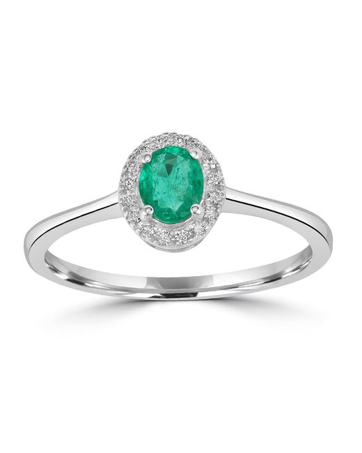 Artisan Blue Natural Emerald And Diamond Halo Ring