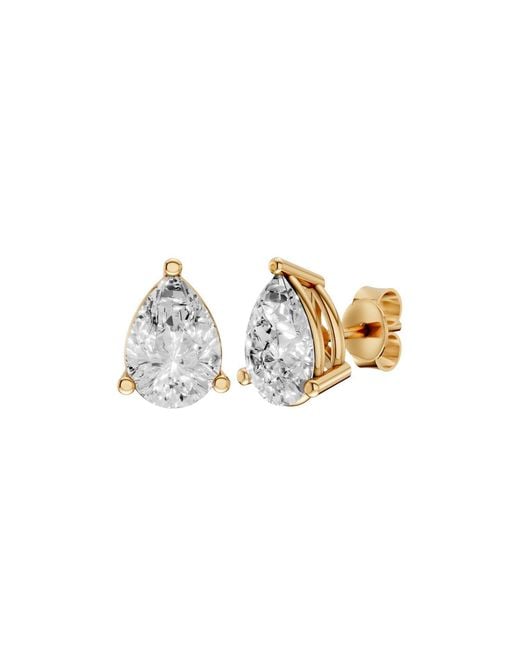 Aya Fine Jewelry White Pear Shaped Lab Diamond Solitaire Stud Earrings