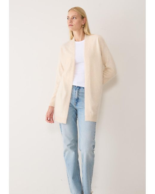 Loop Cashmere Neutrals Brushed Cashmere Cardigan in Natural | Lyst UK