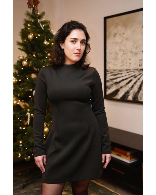 The Gt Atelier Black High Neck Long Sleeve Dress