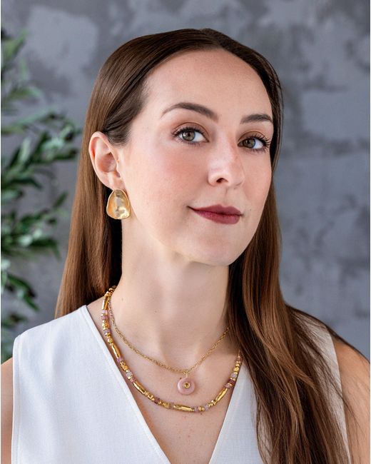 Loni Paul Jewelry Metallic Peach Moonstone & Citrine Inlay Necklace