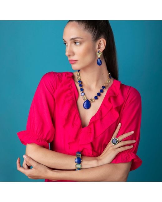 Bounkit Blue Caroline Earrings Clip On