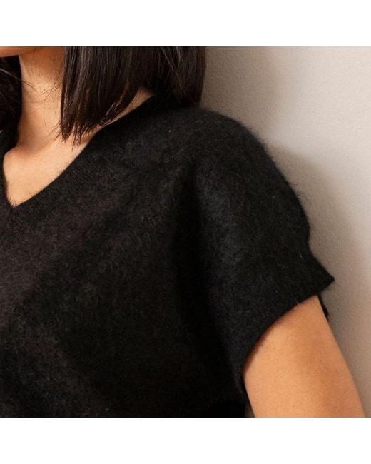 Bel Cashmere Black Melisa Brushed Cashmere Sweater