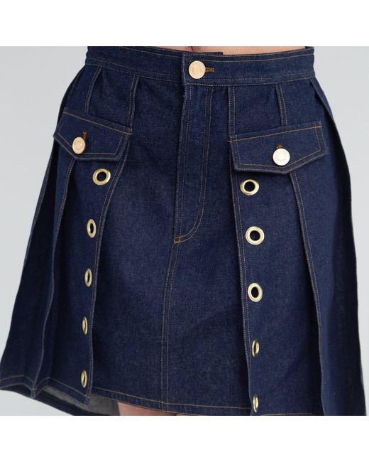 Maui X Lolita Blue Aria Grommet Pleated Skirt
