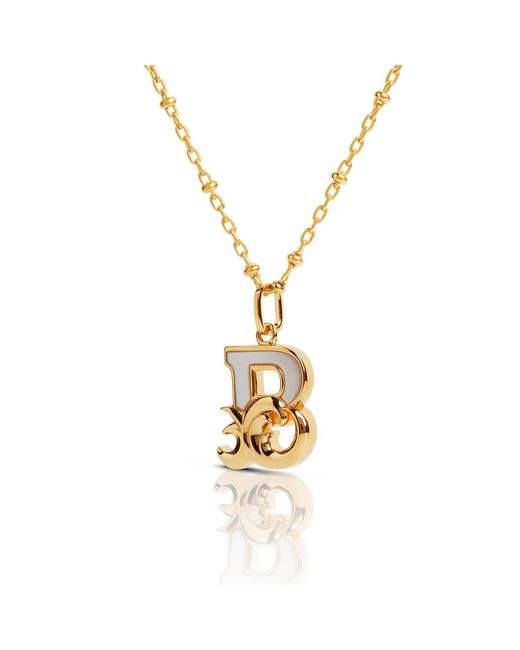 Kasun Metallic Plated B Initial Necklace With Mother Of Pearl