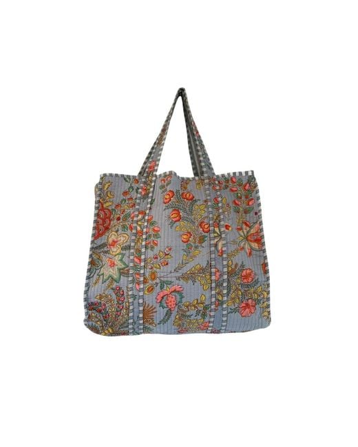 Nila Parmar Designs Gray Rosesetta Cotton Quited Tote Bag