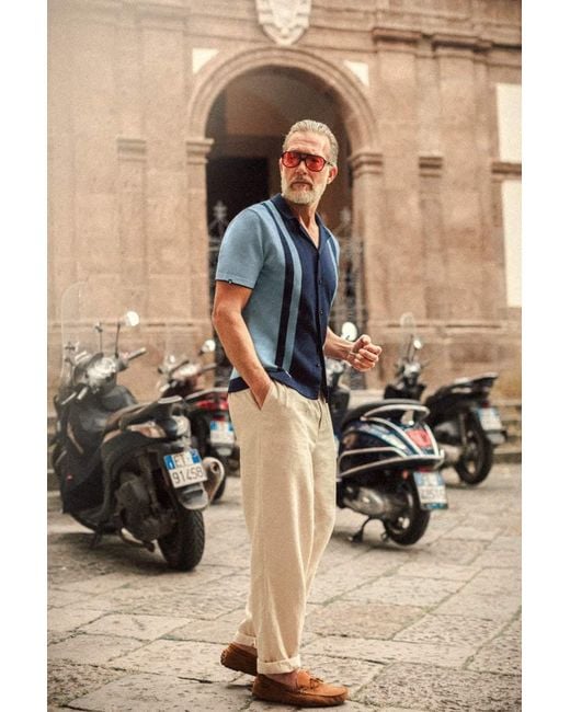 &SONS Trading Co Blue Milano Knitted Polo Shirt for men