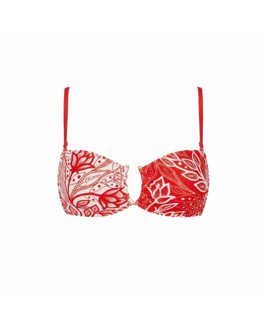 Jessie Zhao New York Red Scarlet Bloom Reversible Square Bandeau Top