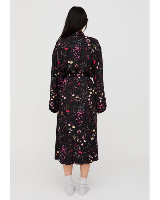 Lily and Lionel Black Corina Kimono Style Love Letter Print Robe
