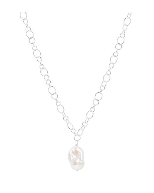 Pearls of the Orient Online Metallic Decus Large Baroque Cultured Freshwater Pearl Drop On Chunky Chain